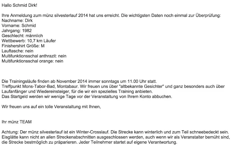 Anmeldung Münz Silvesterlauf 2015